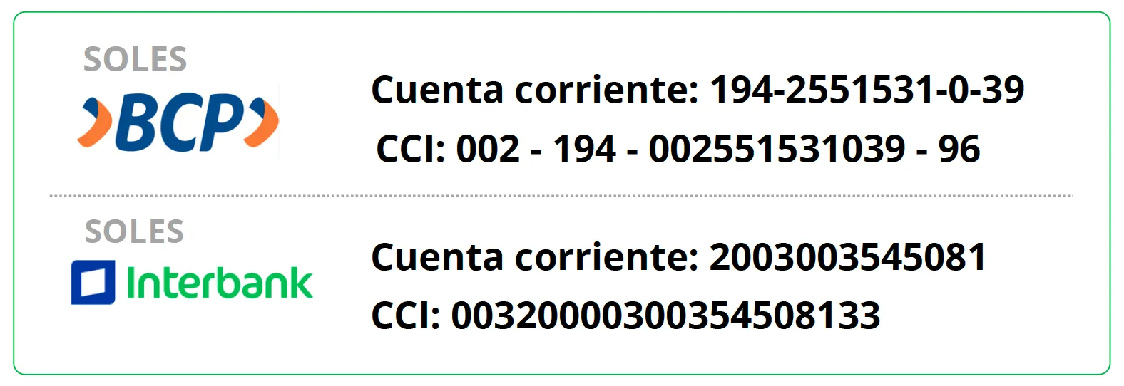 Cuentas bancarias nacionales